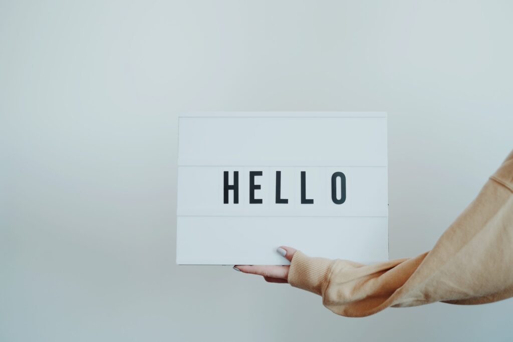 Bild mit dem Wort Hello
